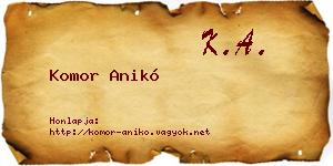 Komor Anikó névjegykártya
